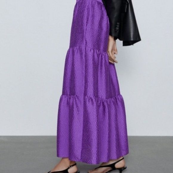 Zara Purple Tiered Skirt - Picture 3 of 8